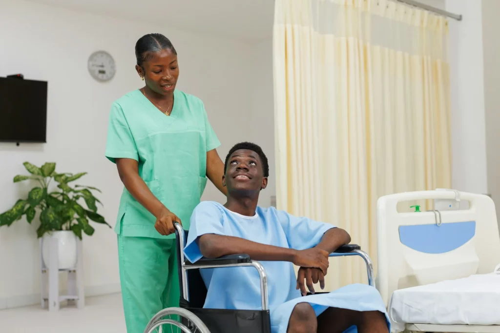 doctor helping client