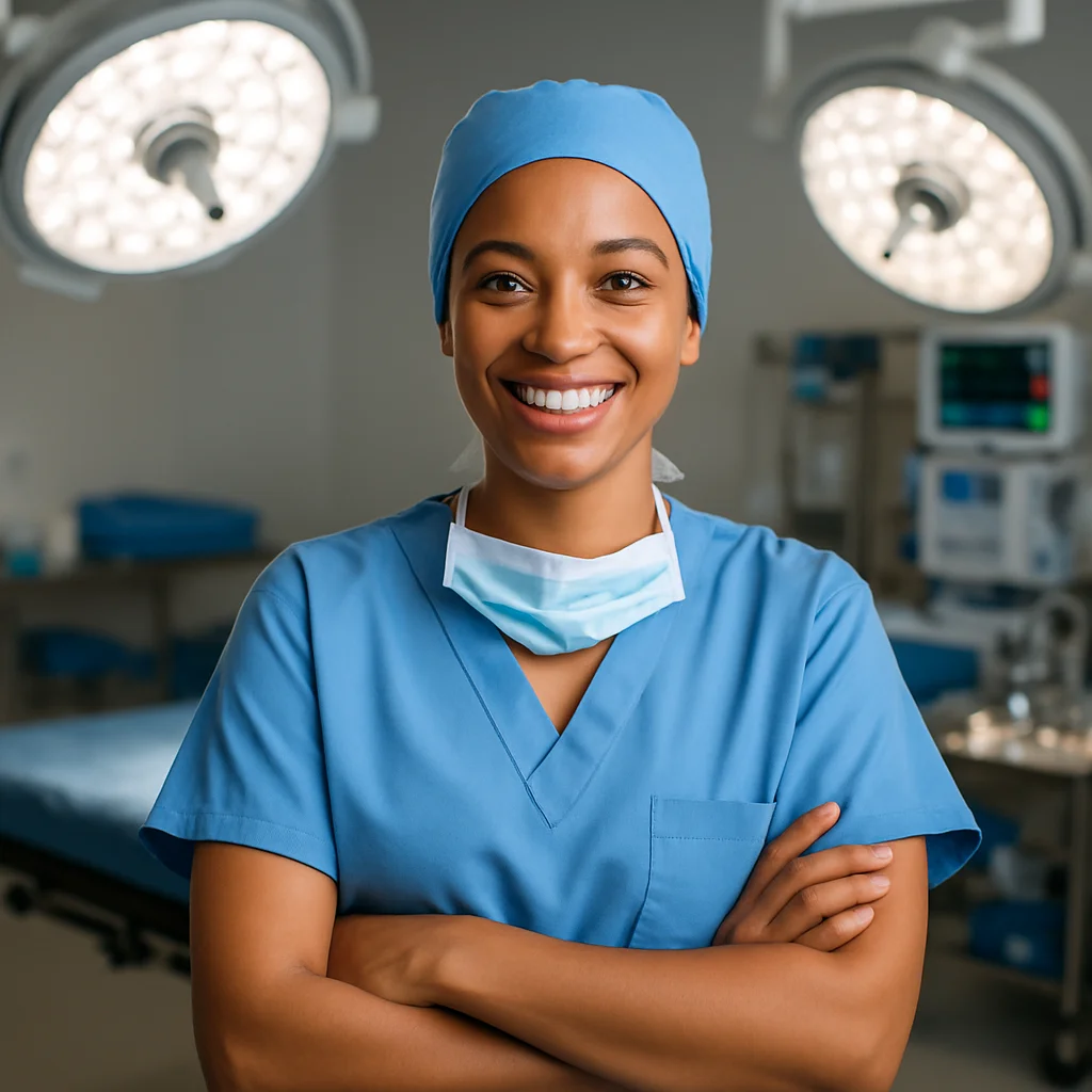 photo - a happy OR travel nurse