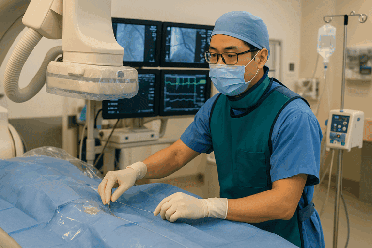 photo - a tech with cath lab technologist certification performing a successful procedure