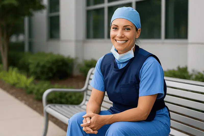 photo - a woman is happy about her cath lab tech career