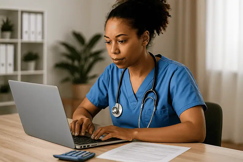 nurse figuring out travel nursing and taxes