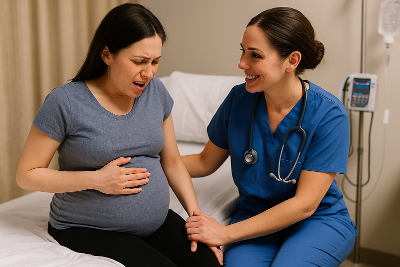 photo - a travel labor and delivery nurse on duty