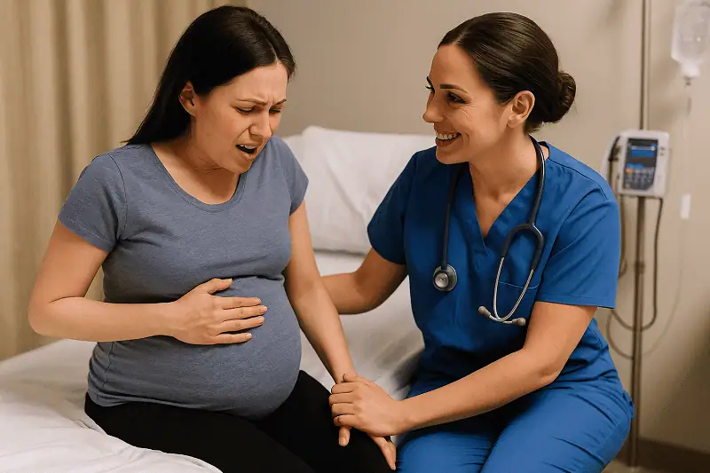 photo - a travel labor and delivery nurse on duty