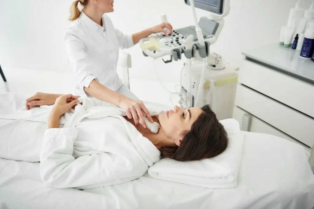 photo - a woman during an ultrasoun procedure